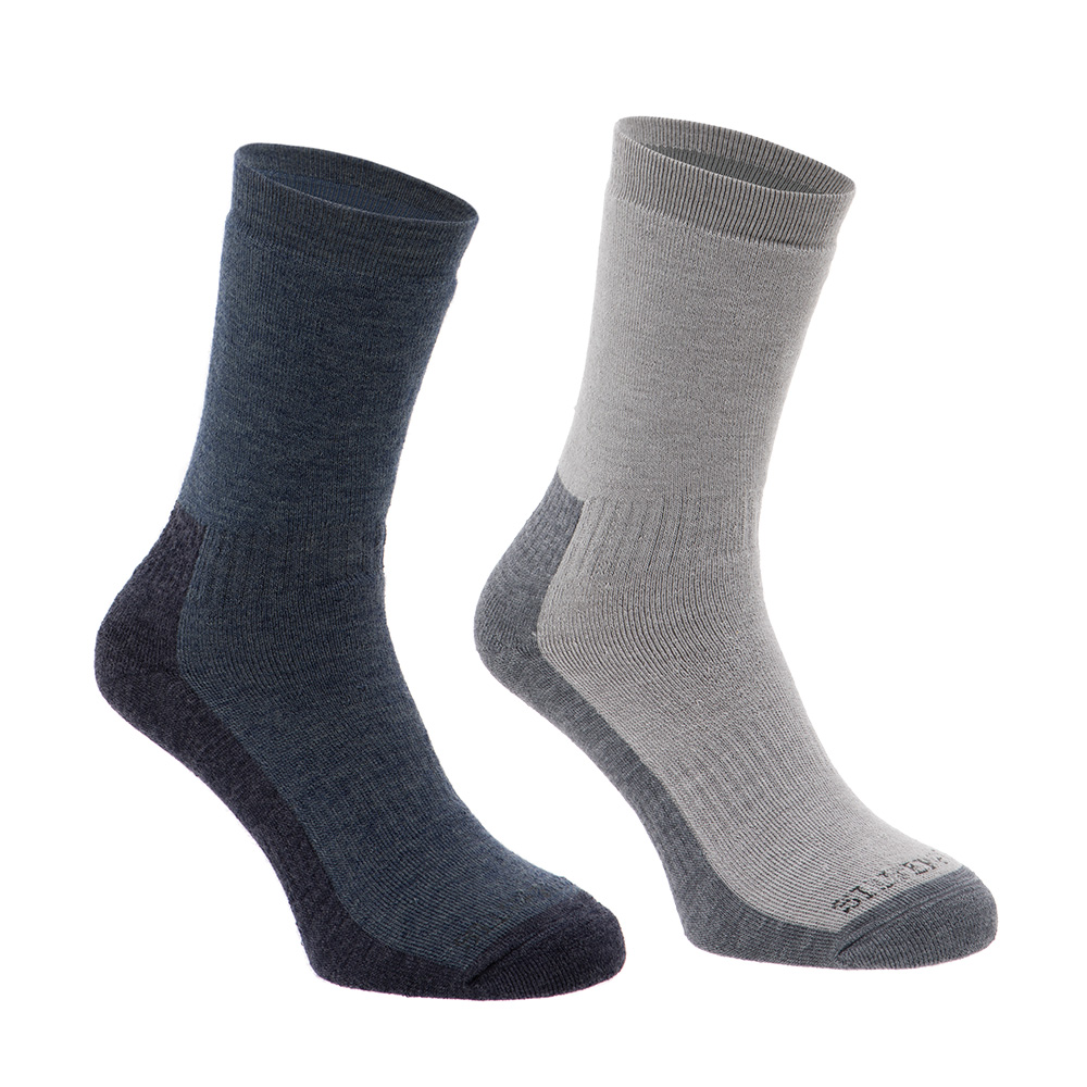 Silverpoint Merino All Terrain Hiking Socks (twin Pack)-ash / Denim-6 - 8