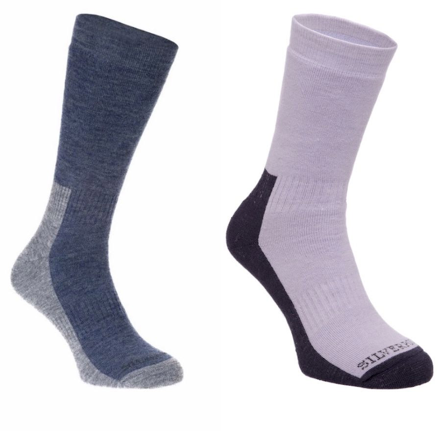 Silverpoint Merino All Terrain Hiking Socks (twin Pack)-fuchsia / Steel-3 - 5