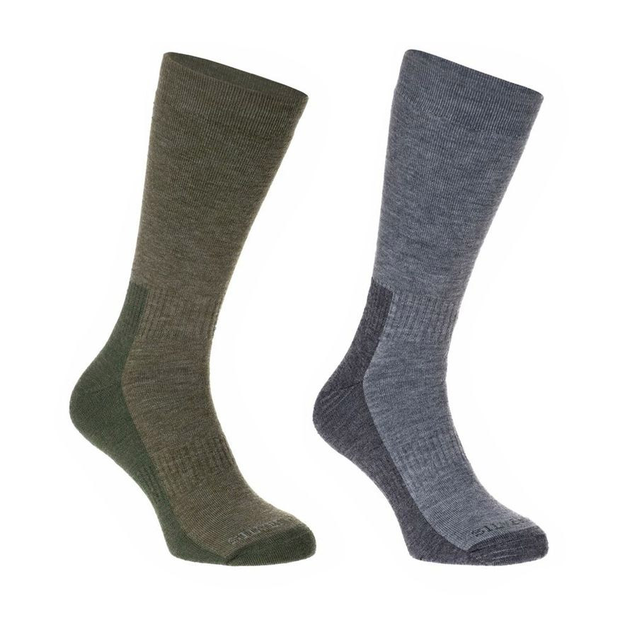 Silverpoint Merino All Terrain Hiking Socks (twin Pack)-grey / Green-11 -13