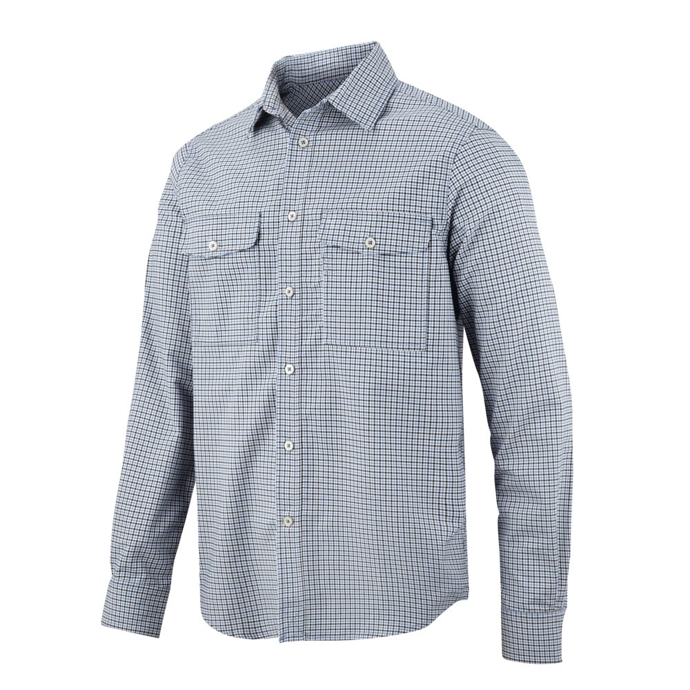 Snickers Allroundwork Comfort Checked Shirt-blue-l