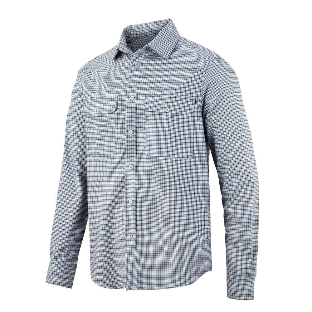 Snickers Allroundwork Comfort Checked Shirt-blue-l