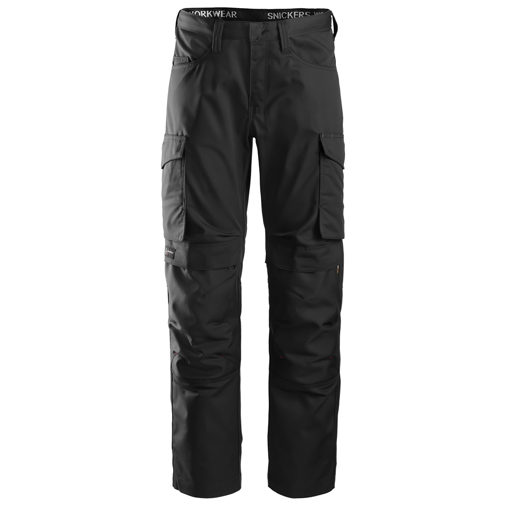 Snickers Mens Service Trousers+ Knee Pockets-black-35-r