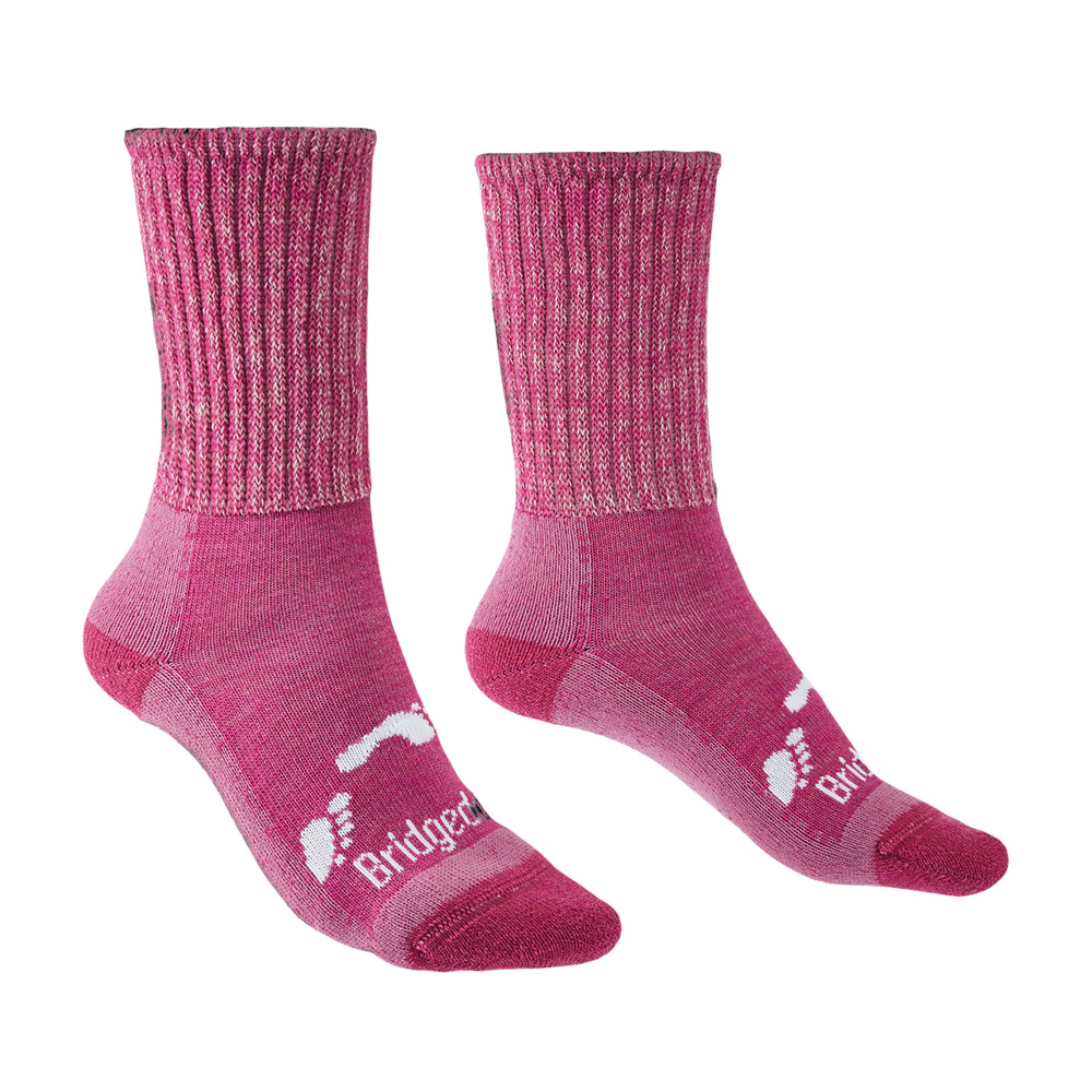 Bridgedale Junior Hike All Season Merino Comfort Boot Socks-pink-1 Junior - 3 Junior
