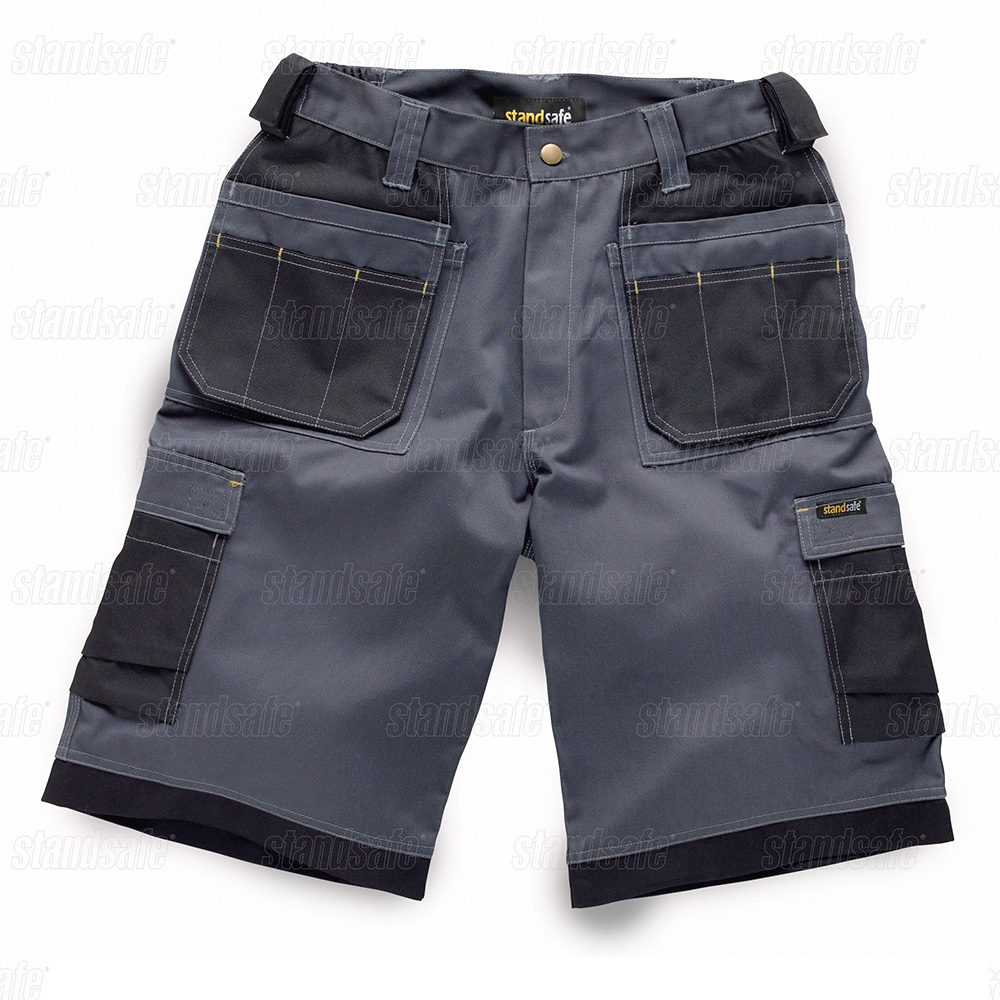 Standsafe Contrast Work Shorts - Grey / Black - 30