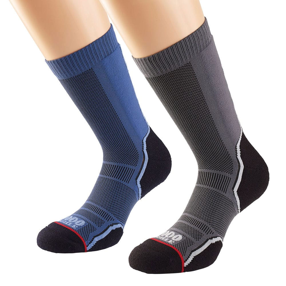 1000 Mile Mens Trek Single Layer Socks (2 Pack)-navy / Charcoal-9 - 11.5