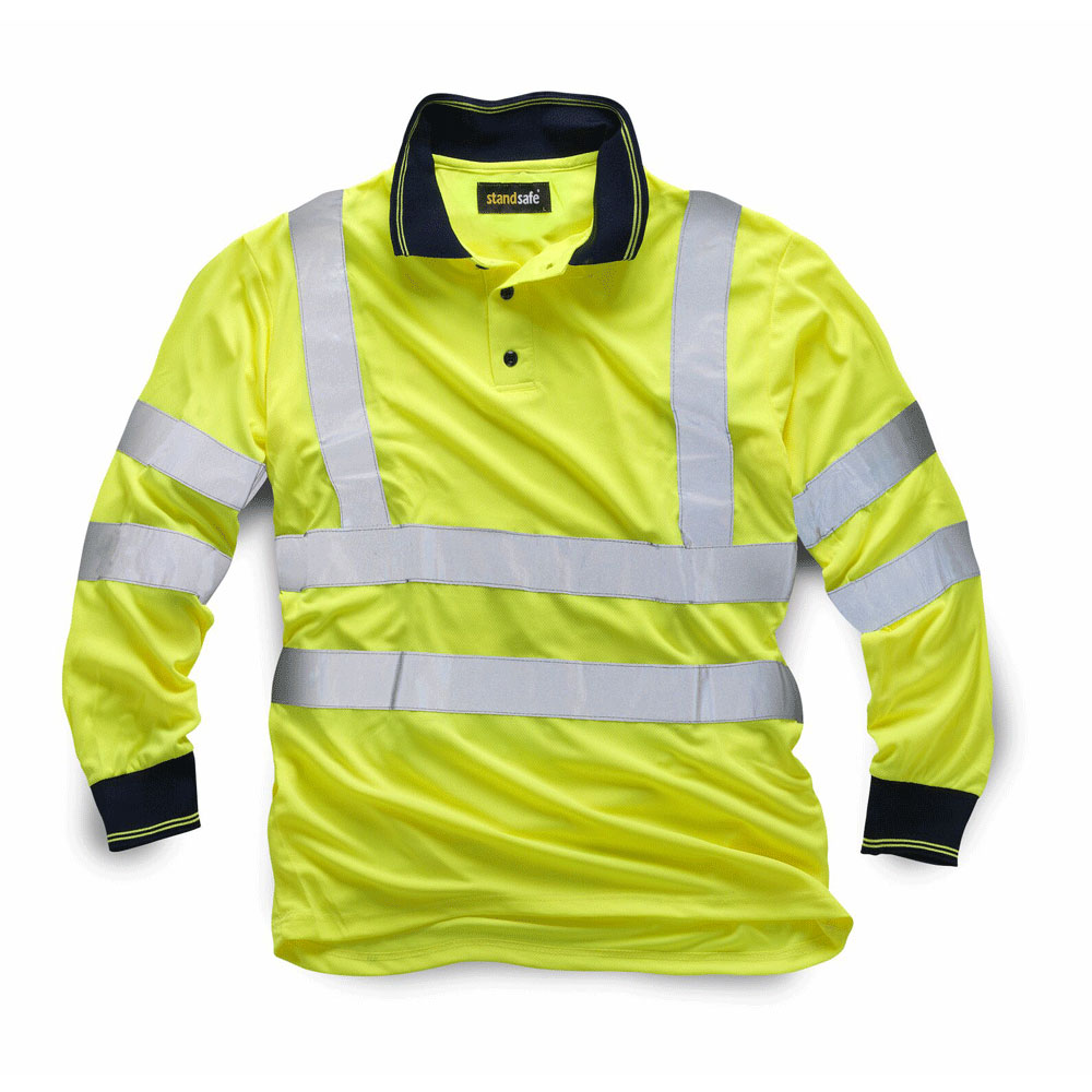 Standsafe Mens Hi-vis Long Sleeve Polo Shirt-yellow-2xl