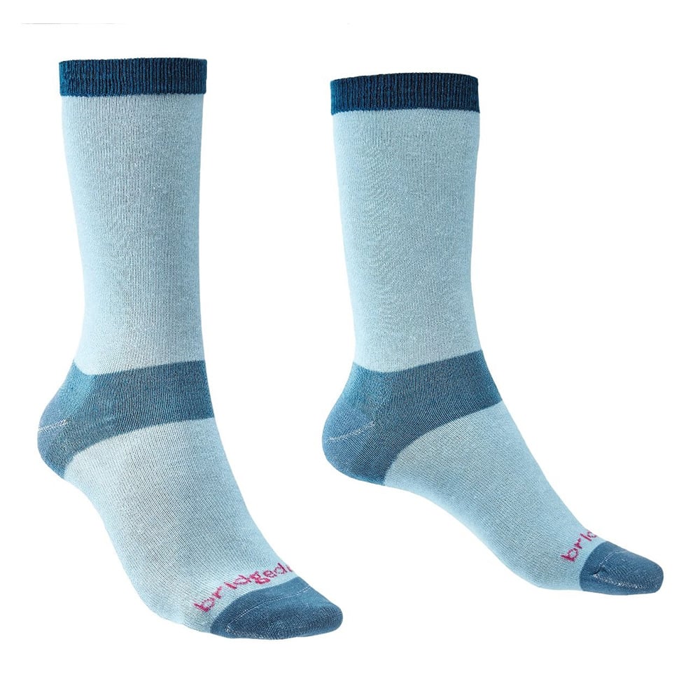 Bridgedale Womens Coolmax Liner Base Layer Boot Socks (2 Pack)-sky Blue-3 - 4.5