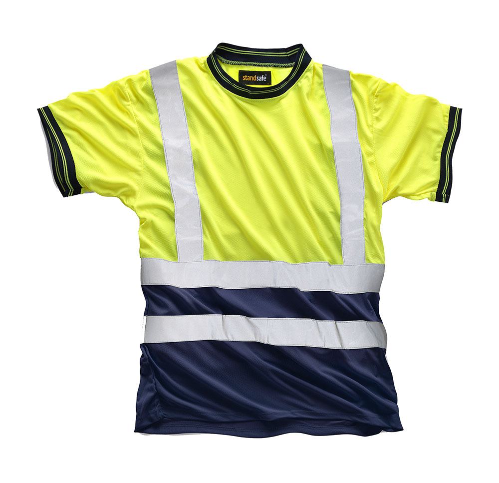 Standsafe Mens Hi-vis Two Tone T-shirt-yellow / Navy-2xl