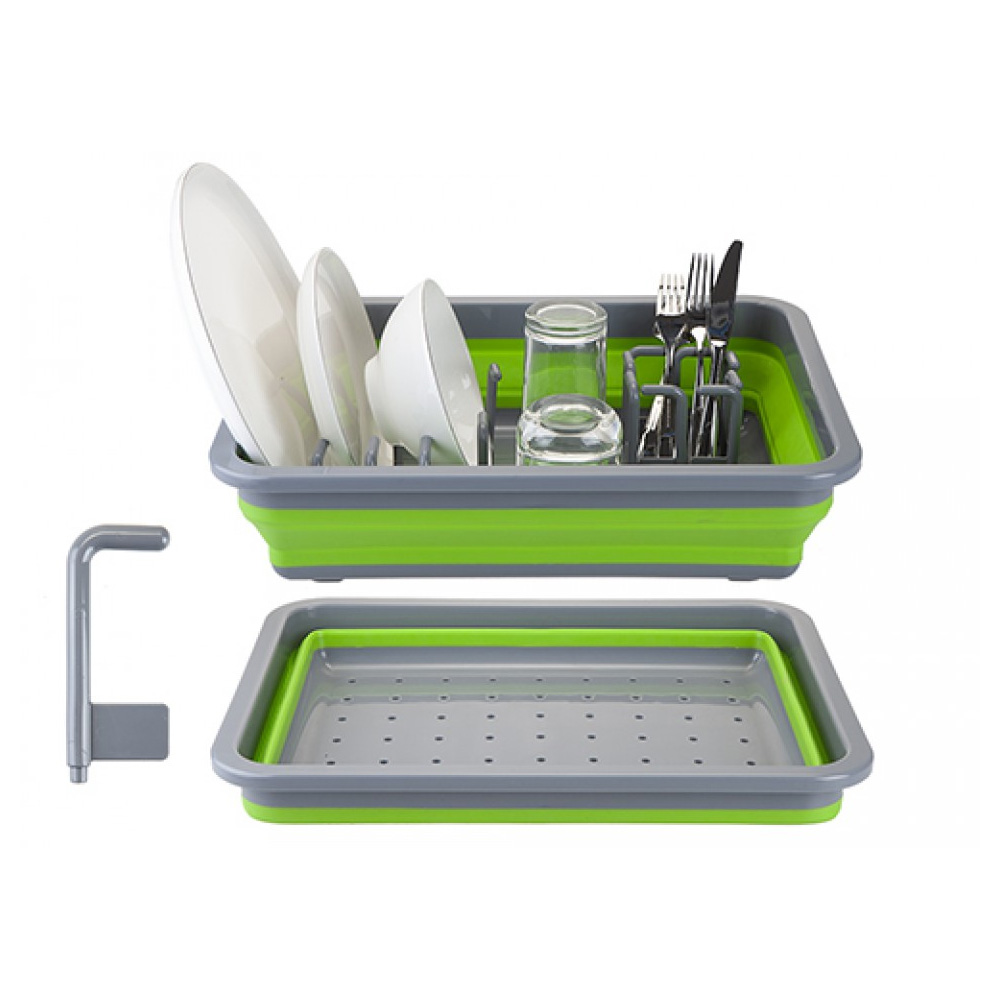 Summit Pop Collapsible Large Dish Rack Drainer With Adjustable Inserts-green