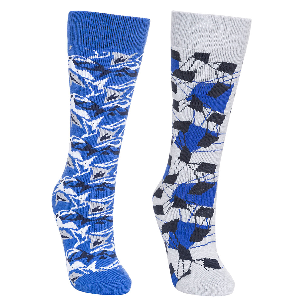 Trespass Kids Rockies Ski Socks (2 Pair Pack)-bright Blue / Platinum-12 Infant - 3 Junior