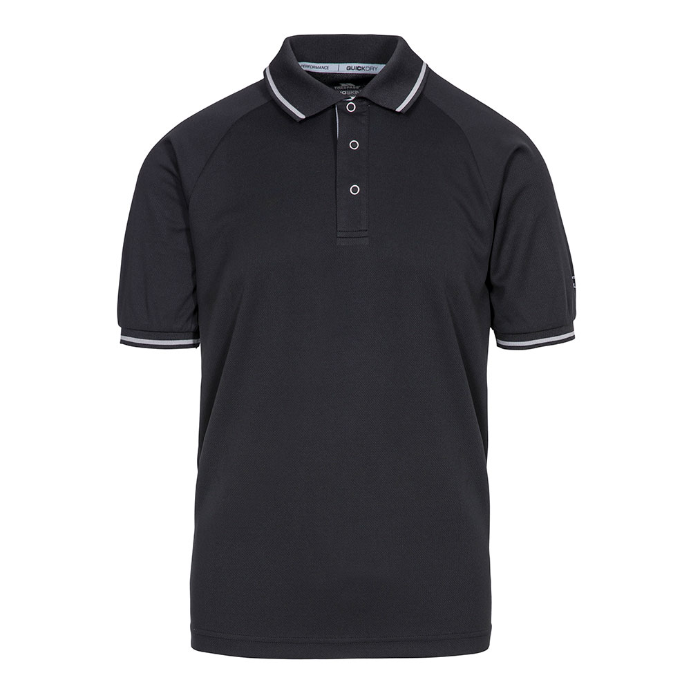 Trespass Mens Bonington Quick Dry Polo Shirt-black / Platinum-2xl