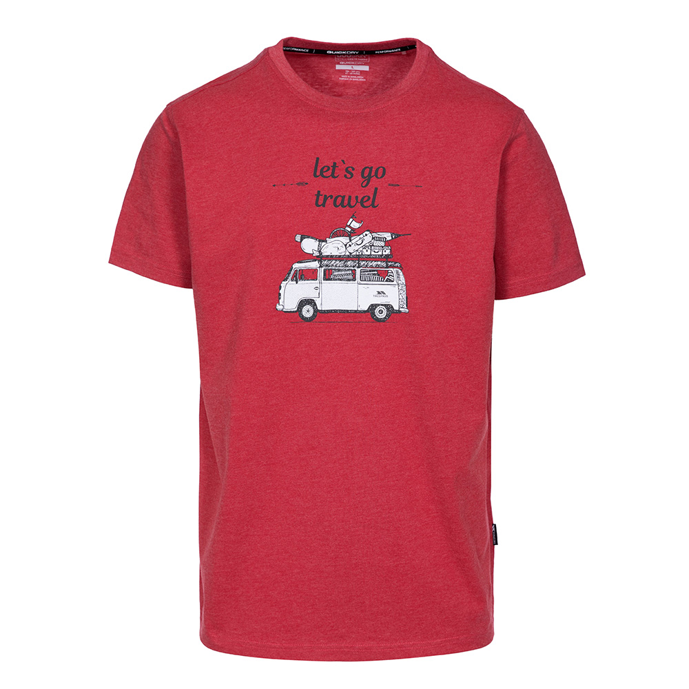 Trespass Mens Motorway Printed Casual T-shirt-red Marl-2xl