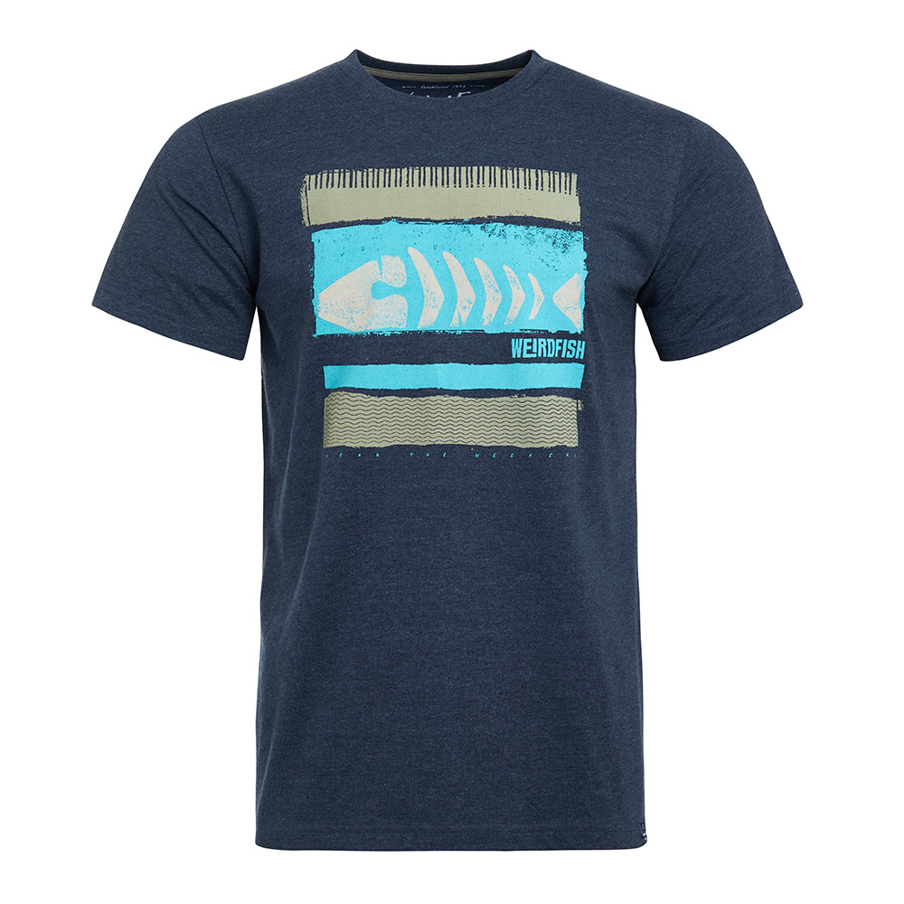 Weird Fish Mens Bones Eco Branded Graphic T-shirt-navy-l