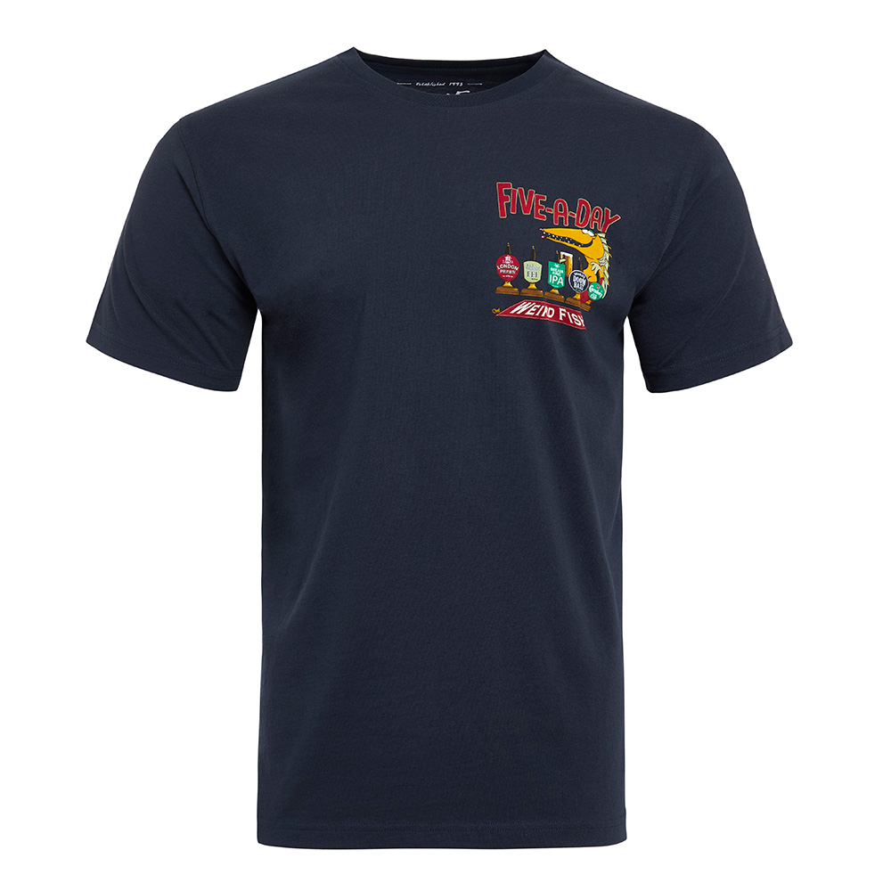 Weird Fish Mens Five-a-day Organic Artist T-shirt-navy-2xl
