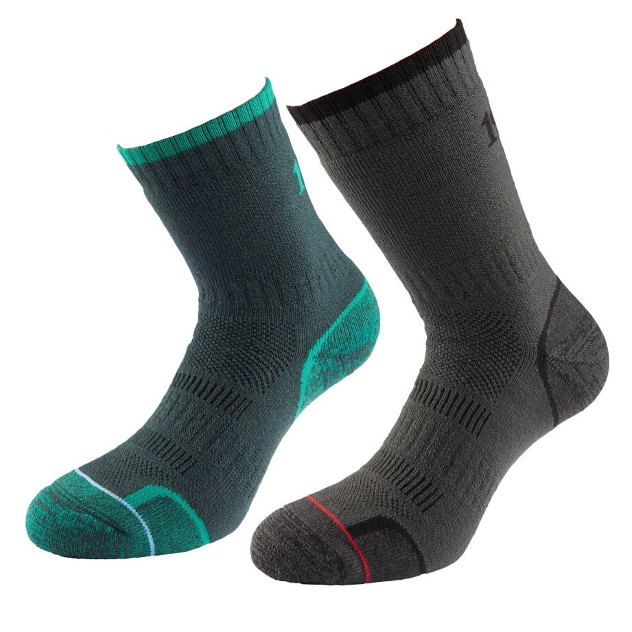 1000 Mile Mens Walking Socks (twin Pack)-emerald / Charcoal-6 - 8.5