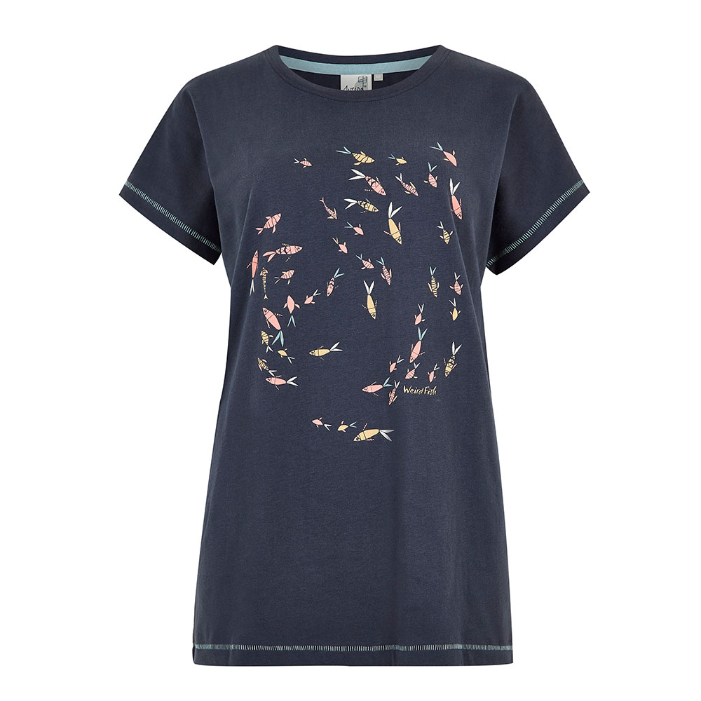 Weird Fish Womens Swirl Organic Cotton Graphic T-shirt-dark Navy-10