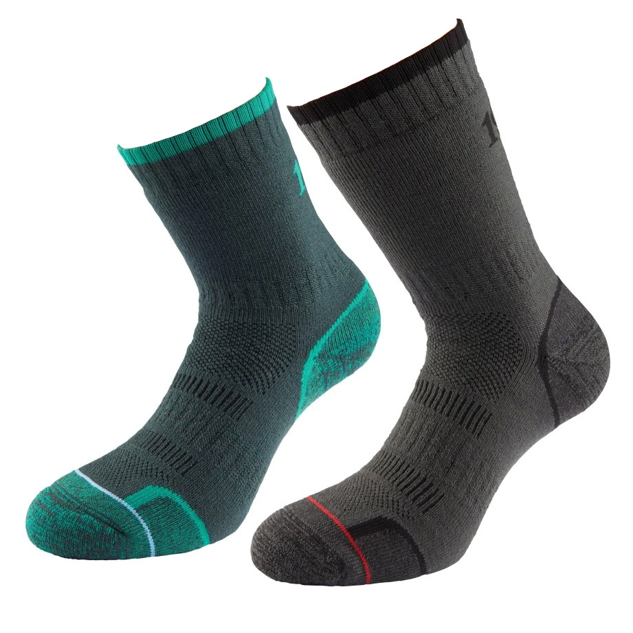 1000 Mile Mens Walking Socks (twin Pack)-emerald / Charcoal-9 - 11.5