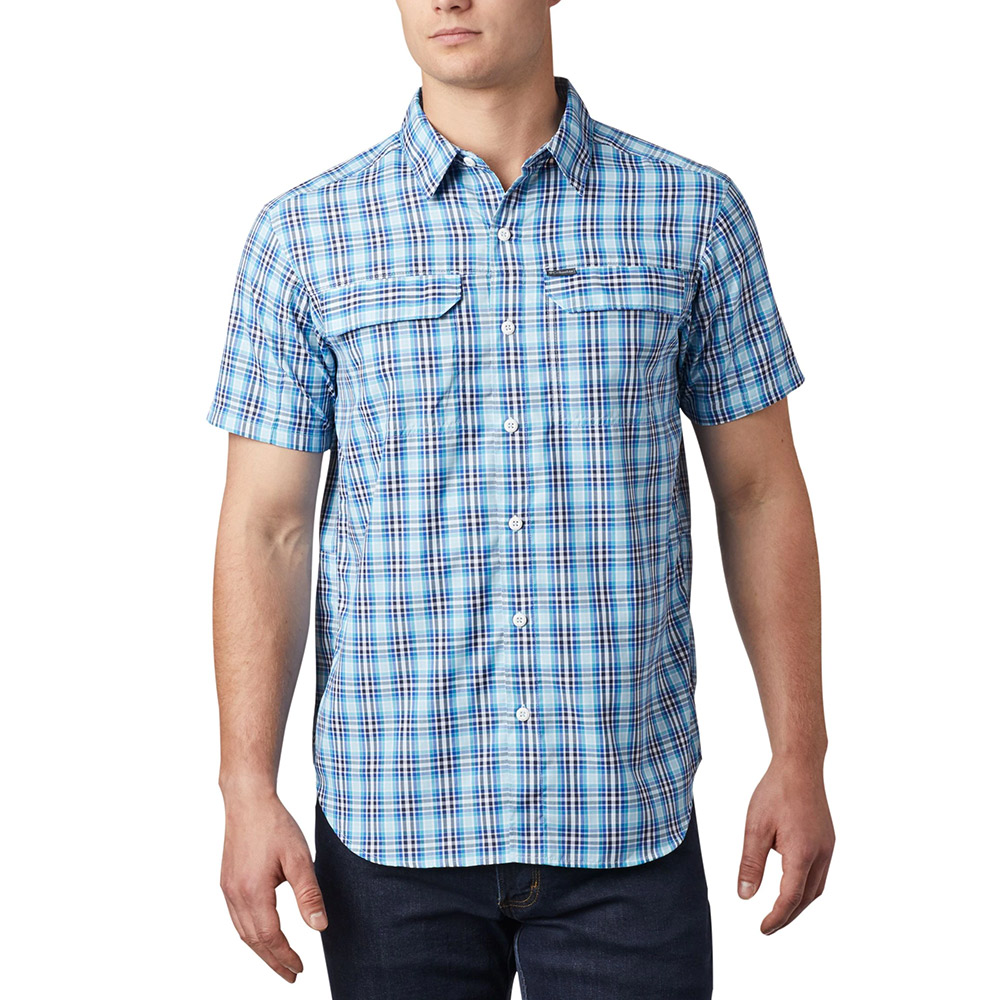 Columbia Mens Silver Ridge 2.0 Short Sleeved Shirt-azul Gingham-s