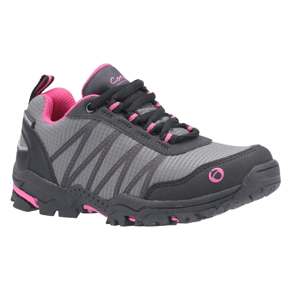 Cotswold Kids Littledean Lace Up Waterproof Hiking Shoes-pink-1 Junior