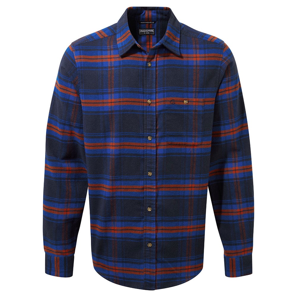 Craghoppers Mens Wilmot Long Sleeved Shirt-blue Navy / Potters Clay Check-2xl