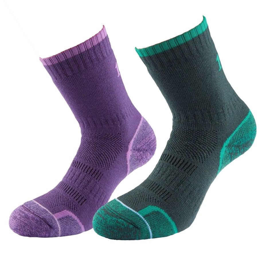 1000 Mile Womens Walking Socks (twin Pack)-purple / Emerald-3 - 5.5
