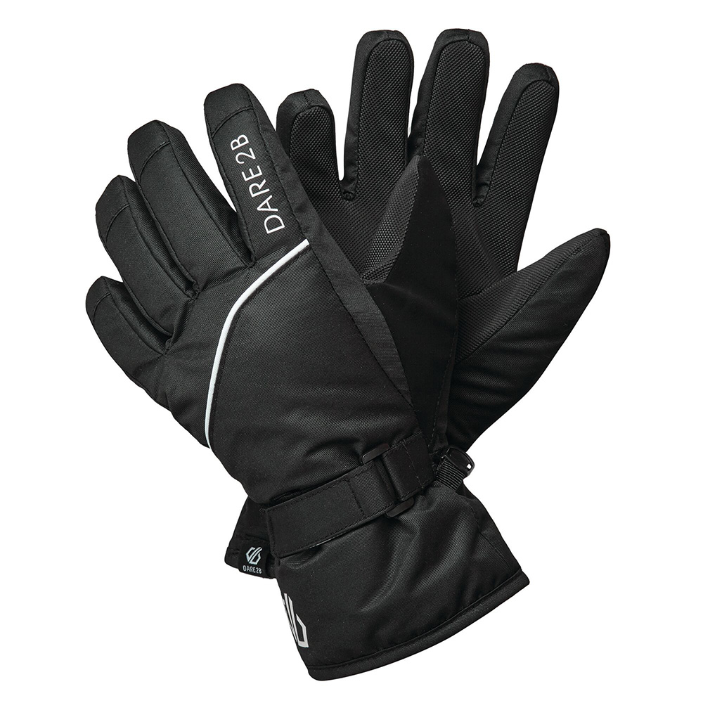Dare 2b Kids Mischievous Ii Water Repellent Ski Gloves-black / White-13 Years