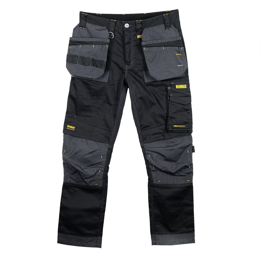 Dewalt Mens Harrison Pro Stretch Slim Fit Trousers-black / Grey-30-s