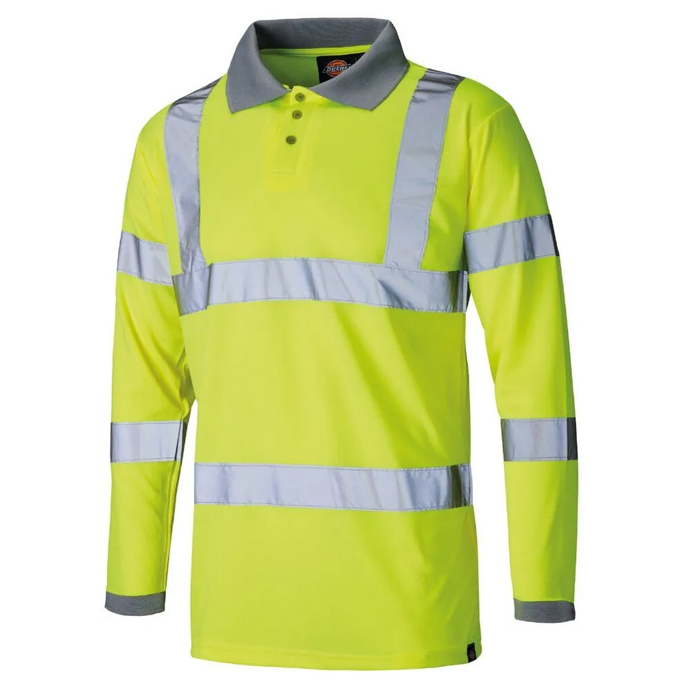 Dickies High Visibility Long Sleeve Polo Shirt-yellow-l