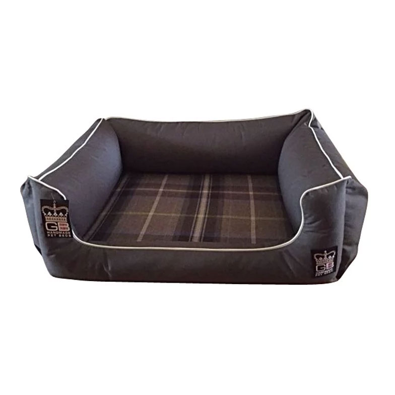 Gb Pet Beds Dreamer Memory Foam Waterproof Settee Dog Bed-grey / Glen Loch Check-65 X 55cm