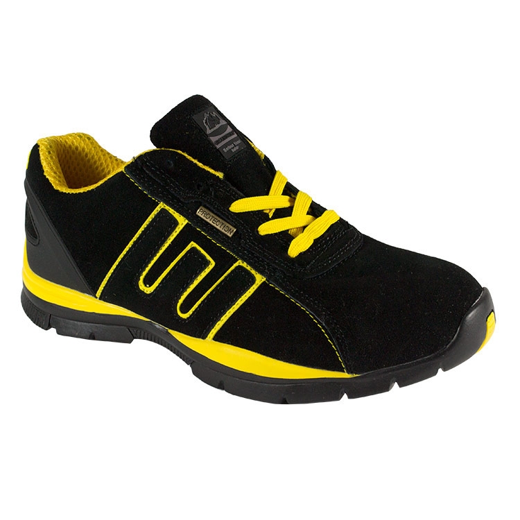Groundwork Mens Gr86 Suede Safety Trainers - Black / Yellow - 9