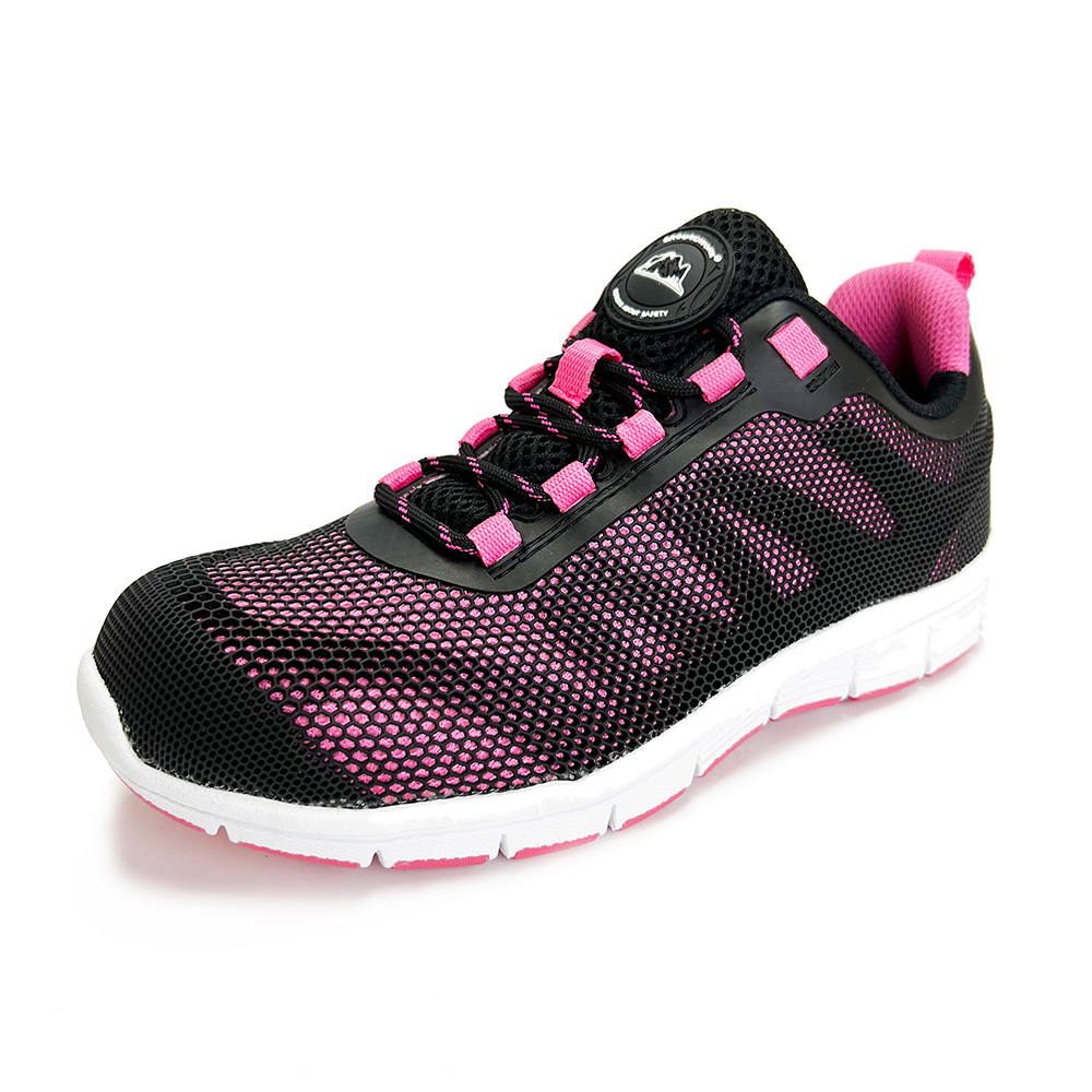 Groundwork Womens Gr44 Safety Trainers-black / Pink-4