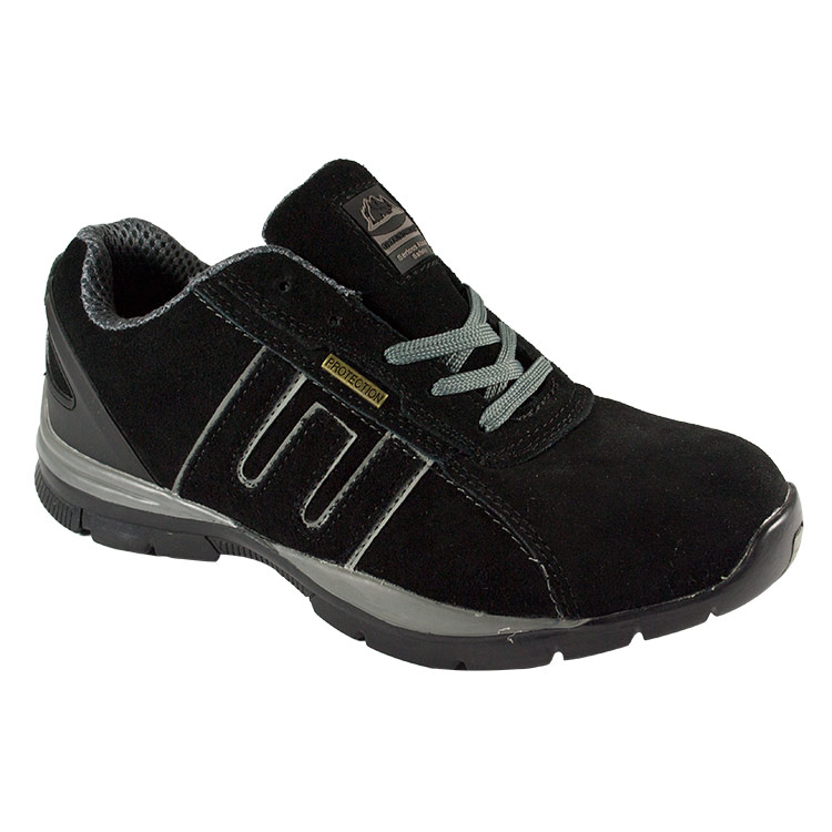 Groundwork Womens Gr86 Suede Safety Trainers - Black / Grey - 3