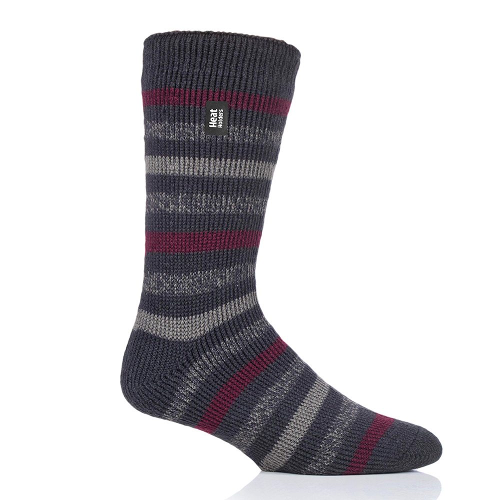 Heat Holders Mens Brambling Original Stripe Socks-charcoal / Mid Grey-6 - 11
