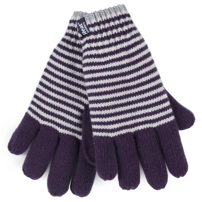 Heat Holders Womens Oslo Stripe Gloves-purple-m / L