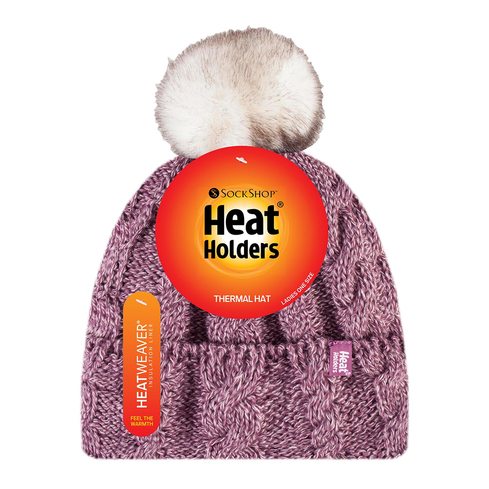 Heat Holders Womens Pom Pom Cable Knit Hat