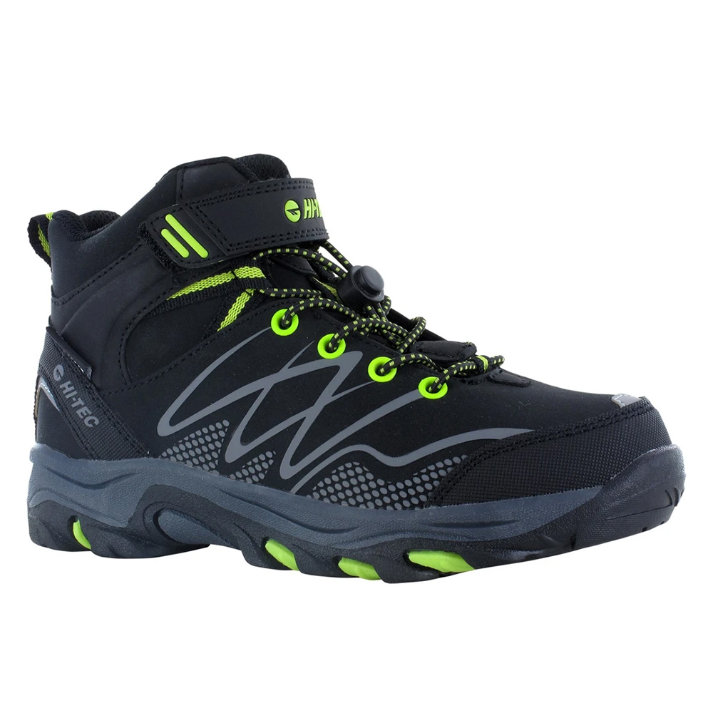 Hi-tec Kids Blackout Mid Waterproof Walking Boots-black / Lime-6 Junior