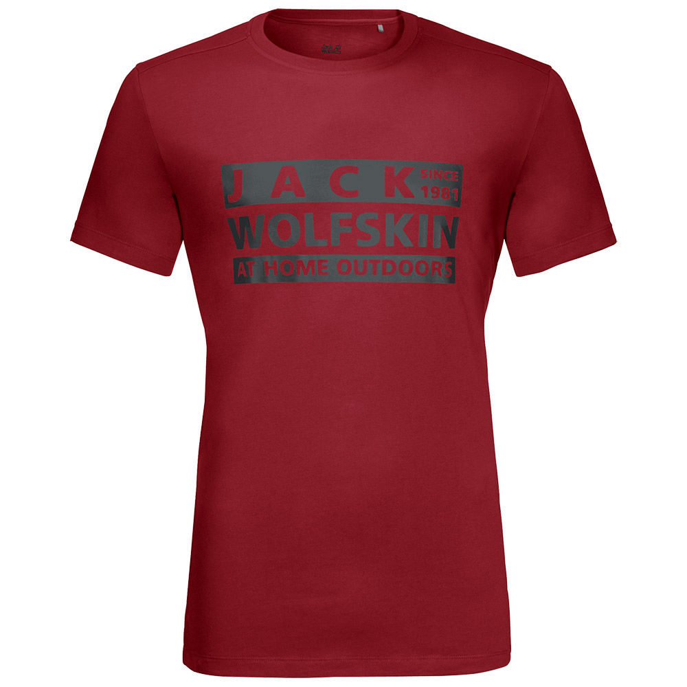 Jack Wolfskin Mens Brand T-shirt-dark Lacquer Red-2xl