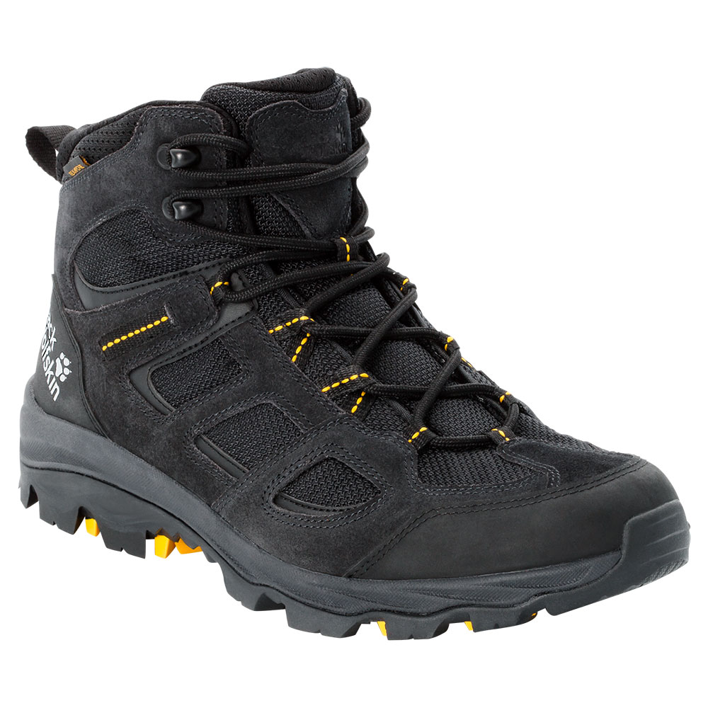 Jack Wolfskin Mens Vojo Iii Mid Hiking Boots-black / Burley Yellow Xt-10