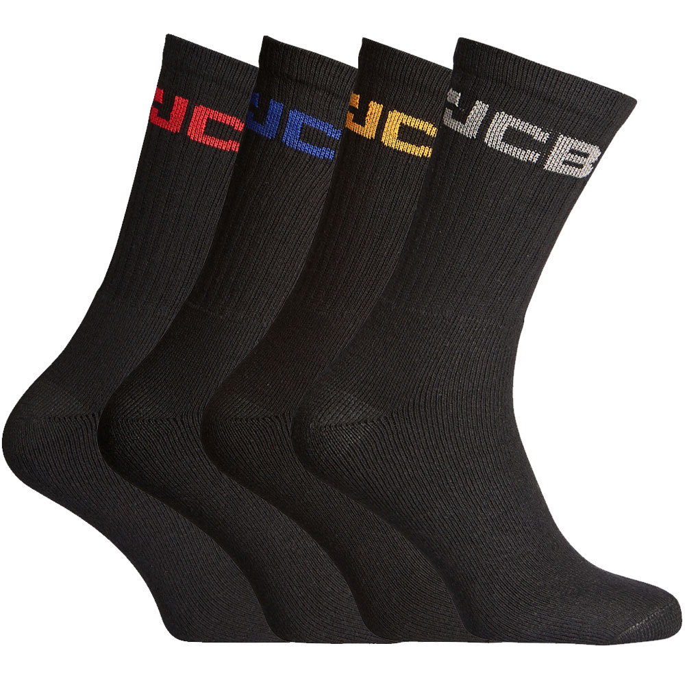 Jcb Mens Crew Work Socks (4 Pack)-black-6 - 11