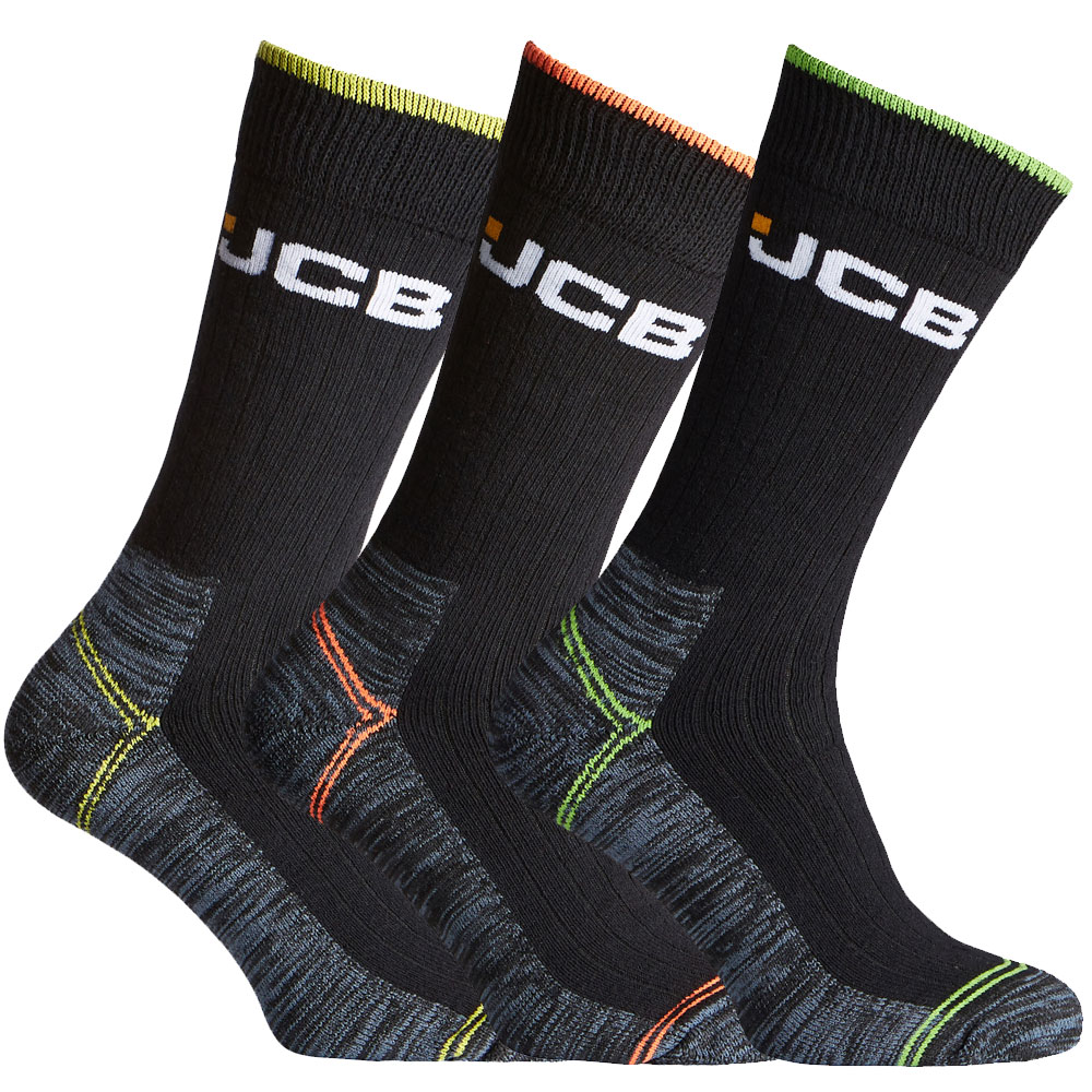 Jcb Mens Hi-vis Boot Socks (3 Pack)-black-6 - 11