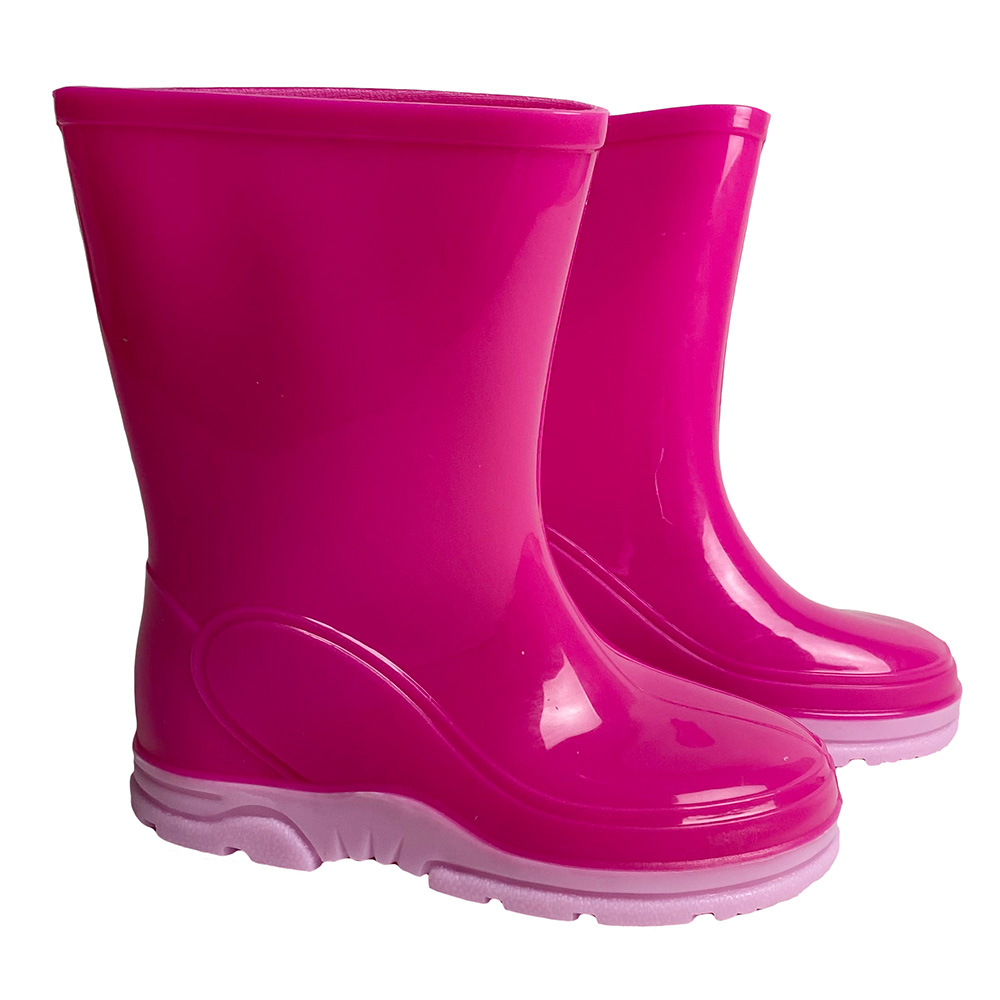 Kids Plain Mini Wellington Boots-fuchsia / Pink-7 Infant