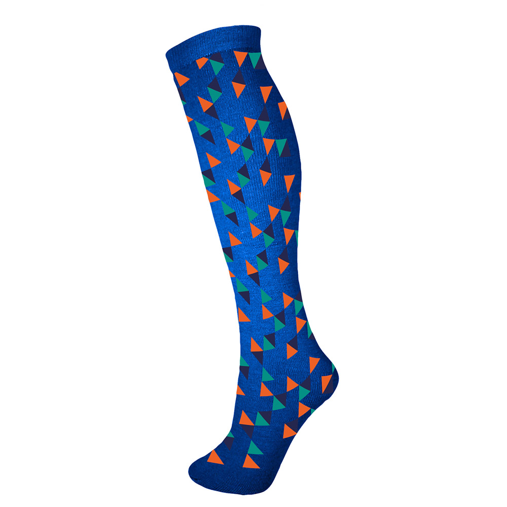 Manbi Adults Patterned Tube Socks-blue Triangles