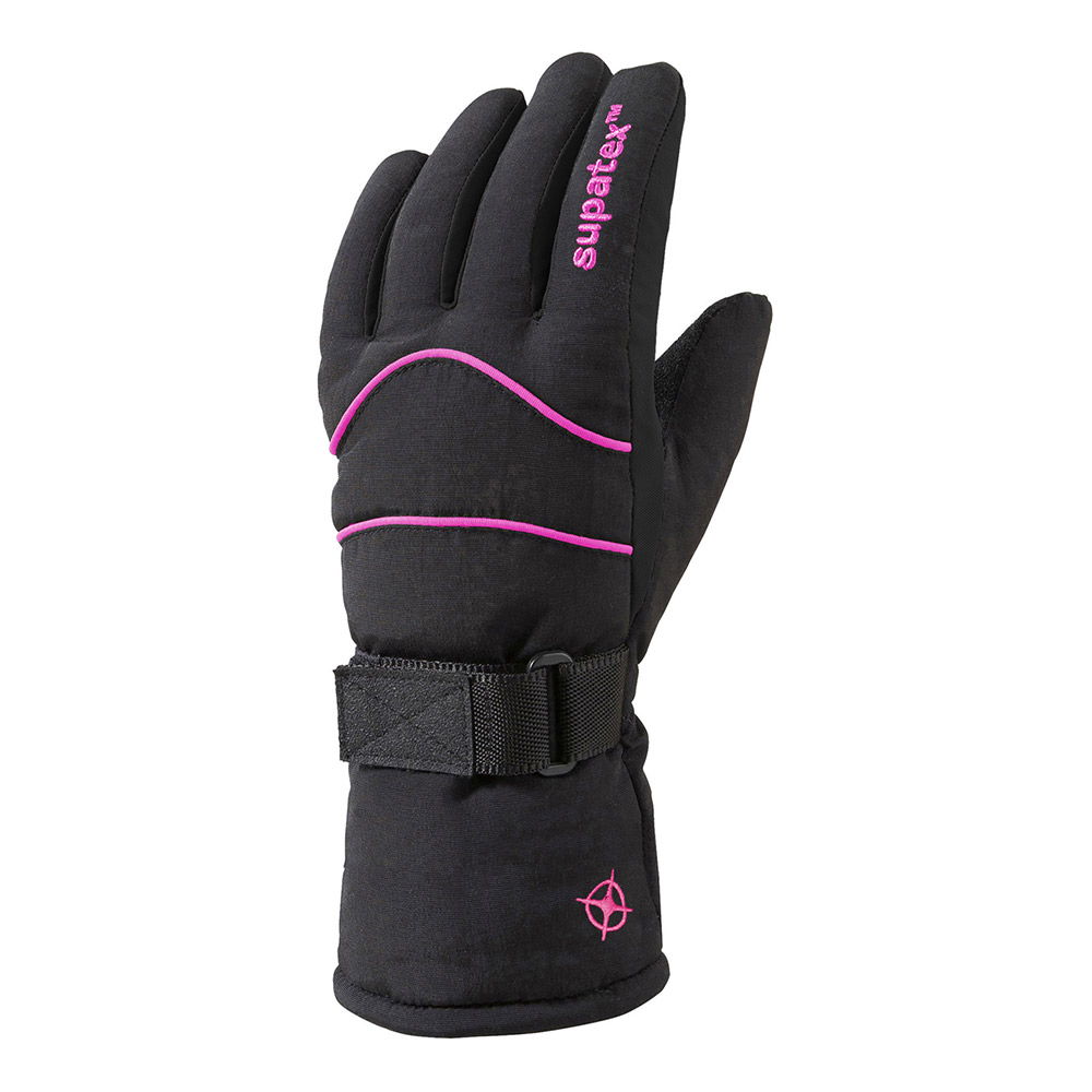Manbi Kids Rocket Waterproof Ski Gloves - Black/fushia - 13/14 Years