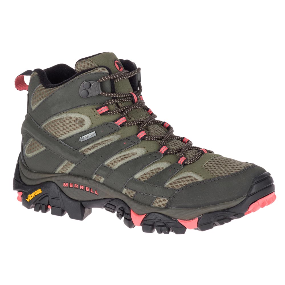 Merrell Womens Moab 2 Mid Gore-tex Hiking Boots - Beluga / Olive - 4