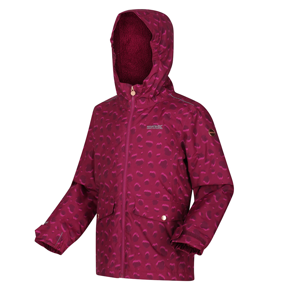 Regatta Girls Bixby Waterproof Jacket-raspberry Smudge Print-11-12 Years
