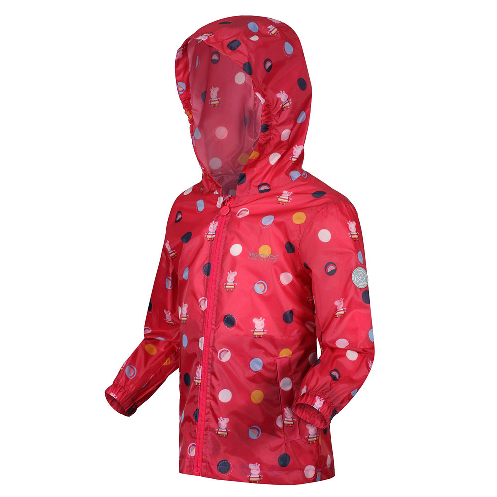 Regatta Kids Peppa Pig Pack It Waterproof Jacket-bright Blush / Polka-18-24 Months