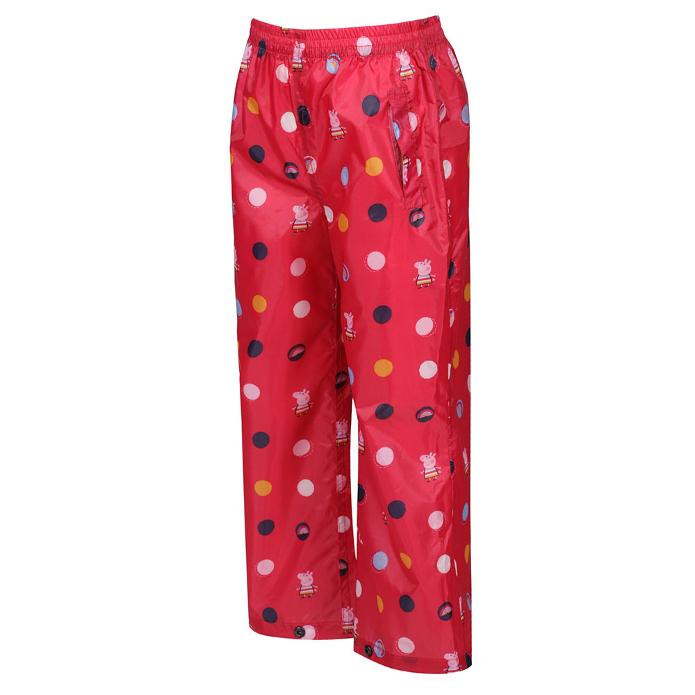 Regatta Kids Peppa Pig Pack It Waterproof Overtrousers-bright Blush / Polka-12-18 Months