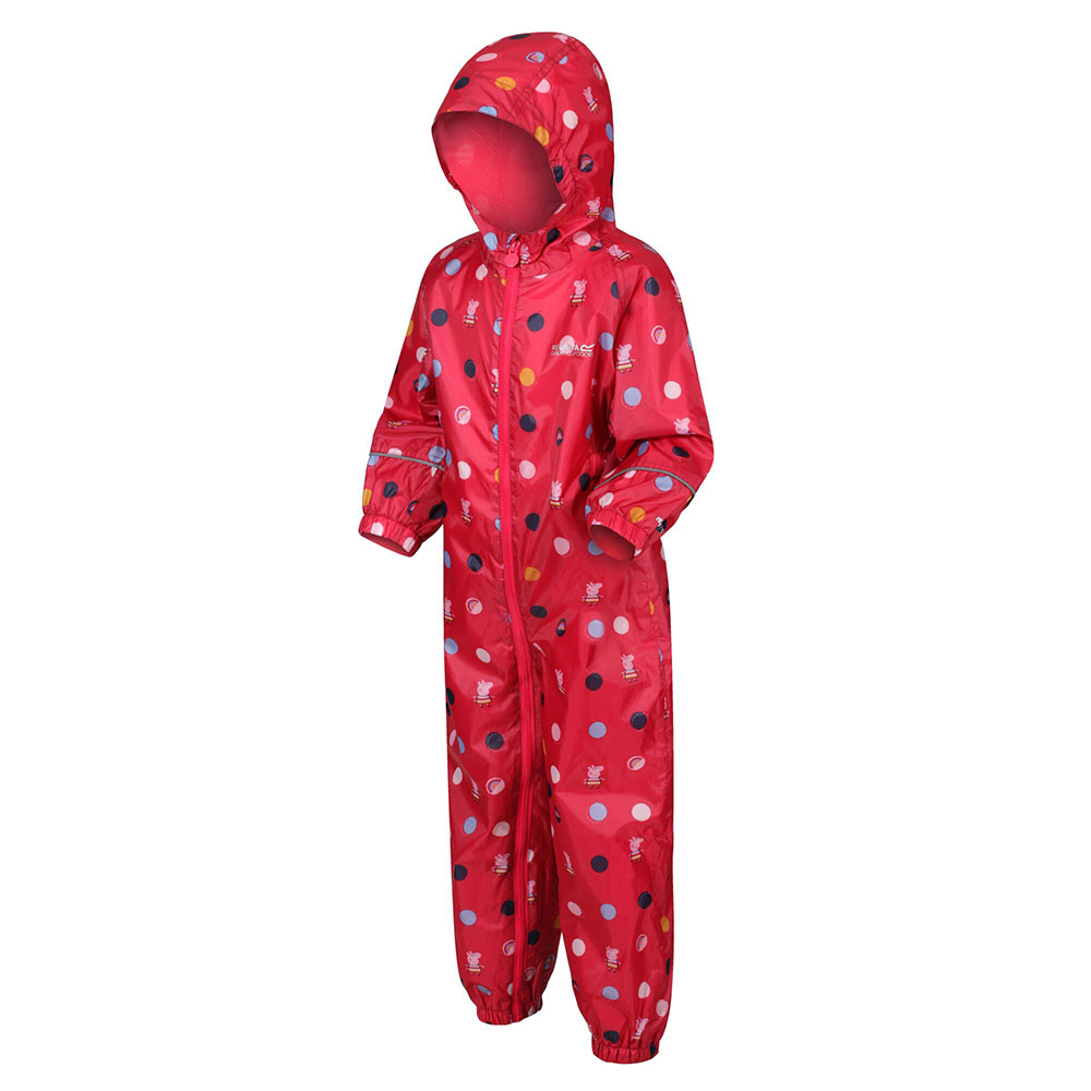 Regatta Kids Peppa Pig Pobble Waterproof All In One Suit-bright Blush-12-18 Months