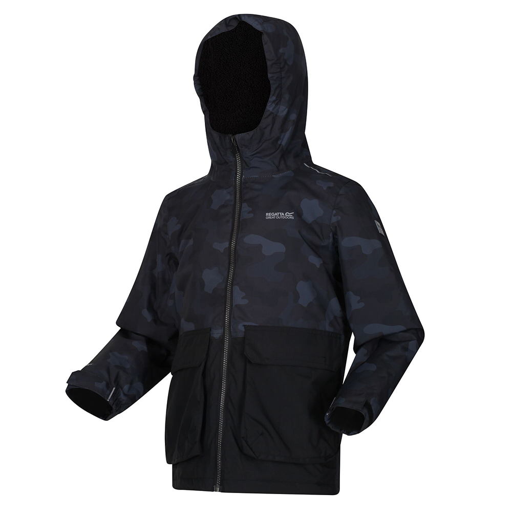 Regatta Kids Salman Waterproof Insulated Jacket-black Camo / Black-13 Years