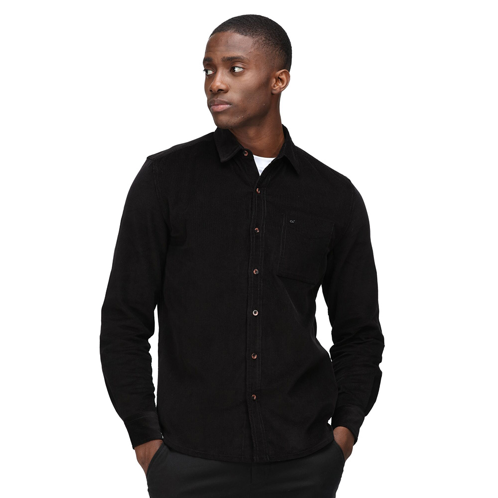 Regatta Mens Darien Long Sleeved Shirt-black Cord-2xl